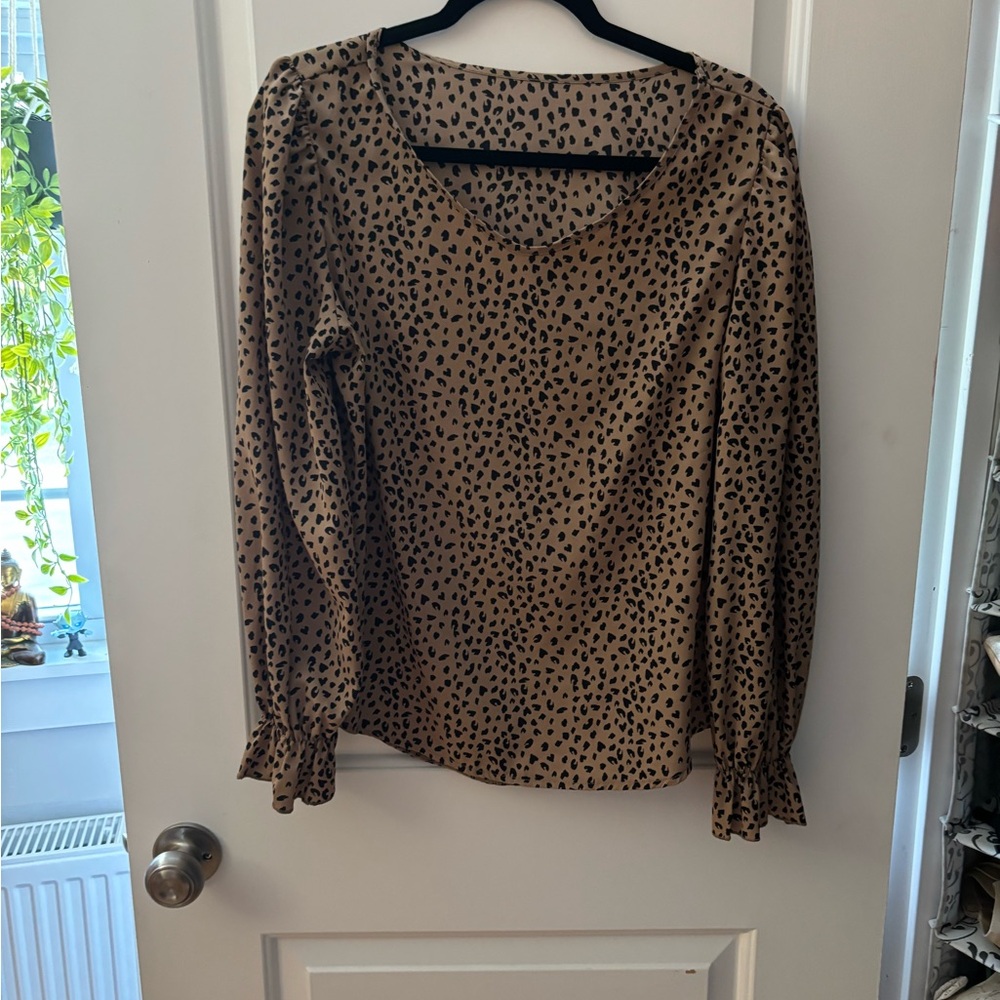 SHEIN Tan Leopard Print Blouse